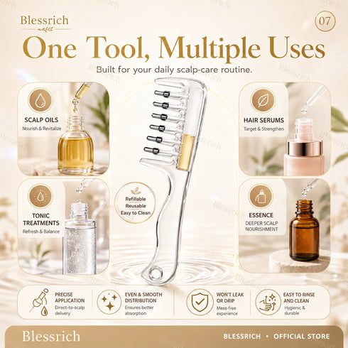 2-in-1 Hair Oil Applicator Comb with Roller Ball
