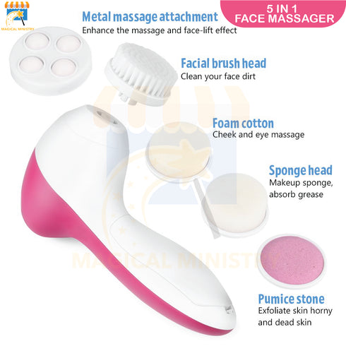 5 in 1 Electric Facial Cleanser Wash Face Cleaning Machine Skin Pore Cleaner Body Cleansing Massage