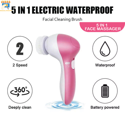 5 in 1 Electric Facial Cleanser Wash Face Cleaning Machine Skin Pore Cleaner Body Cleansing Massage