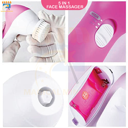5 in 1 Electric Facial Cleanser Wash Face Cleaning Machine Skin Pore Cleaner Body Cleansing Massage