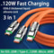 3 in 1 Super Fast Charging Cable 120w for iPhone / Micro Usb / Type-C