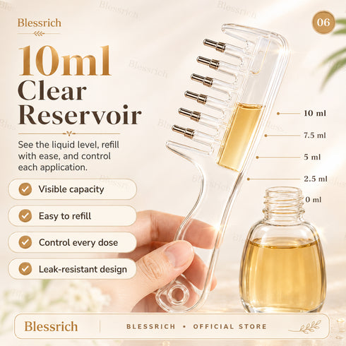 2-in-1 Hair Oil Applicator Comb with Roller Ball