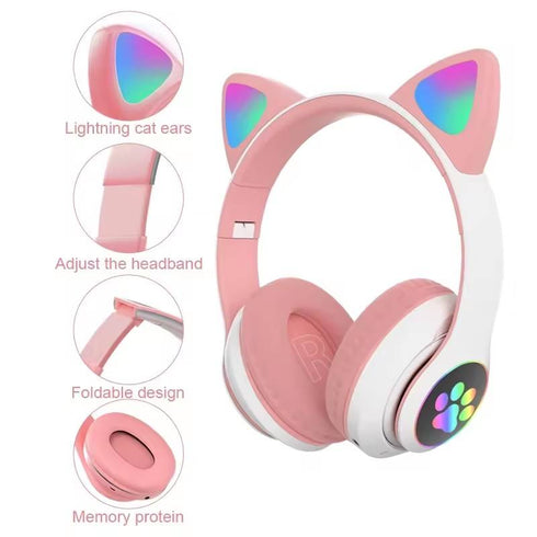 Wireless Cat Ear Headphones With Mic Bluetooth