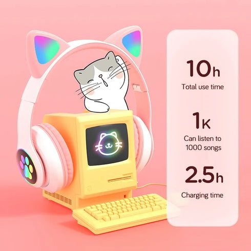 Wireless Cat Ear Headphones With Mic Bluetooth