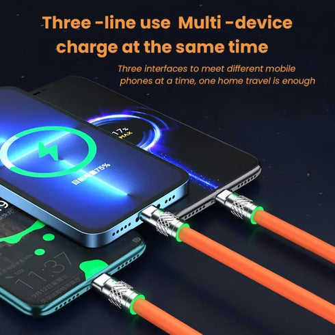 3 in 1 Super Fast Charging Cable 120w for iPhone / Micro Usb / Type-C