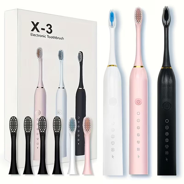Rechargeable Electric Toothbrush with 3 Replacement Brush Heads
