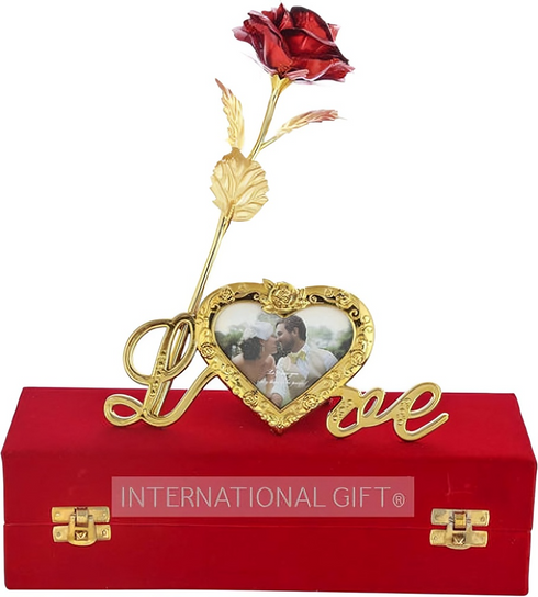 24k Gold Plated Rose Flower with Picture Frame and Box | Eid Special Gift