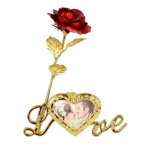 24k Gold Plated Rose Flower with Picture Frame and Box | Eid Special Gift